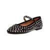 Riemchenballerina STEVE MADDEN "STEVE MADDEN Ballerinas Lederimitat", Damen, Gr. 38, schwarz (schwarz, silber), Lederimitat, casual, Schuhe