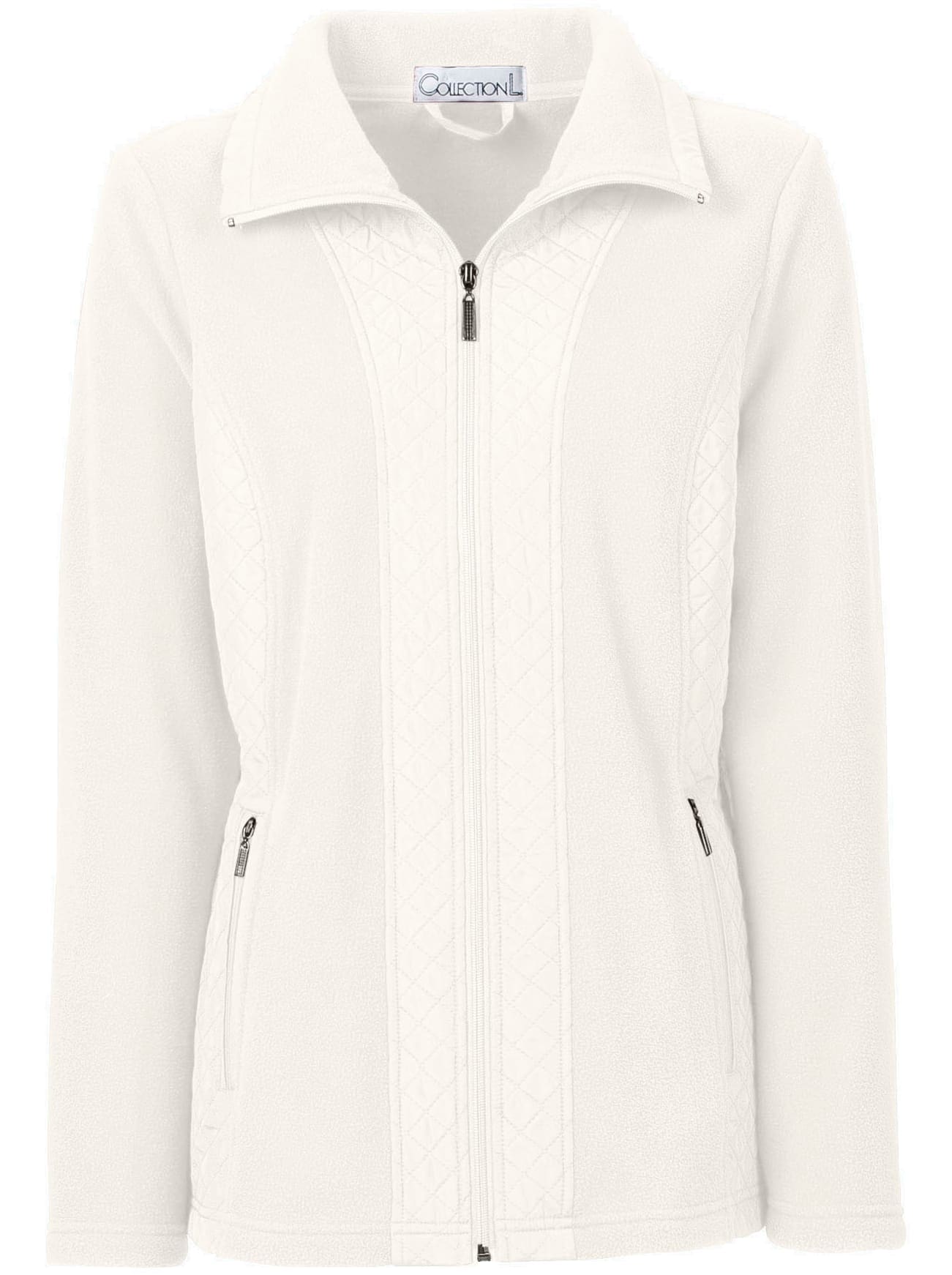 Fleecejacke CASUAL LOOKS, Damen, Gr. 40, beige (ecru), 100% Polyester, unifarben, figurumspielend, Jacken Fleecejacke