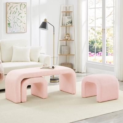 Set of 3 U-Shaped Modern Teddy Bench for Entryway, Bedroom End of Bed, Living Room