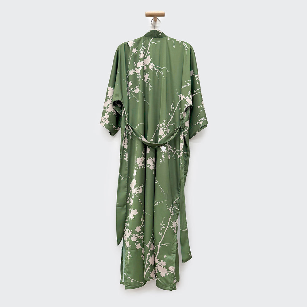 KIM+ONO Kimono Robe | Emi Long Kimono Robe | Polyester Charmeuse | Fern | Long