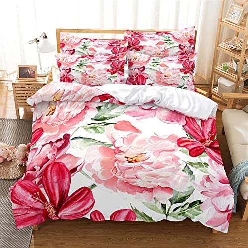ZAHOCAI Super King Duvets Sets Big Flower White +2 Pillowcases 19"X29" super king size duvet set Soft super king duvet cover set Classy super king size duvet cover sets Washed super king bedding