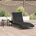 vidaXL Lettino con cuscino -persona 2 pcs Nero 40 x 40 x 40.5 cm Poly Rattan