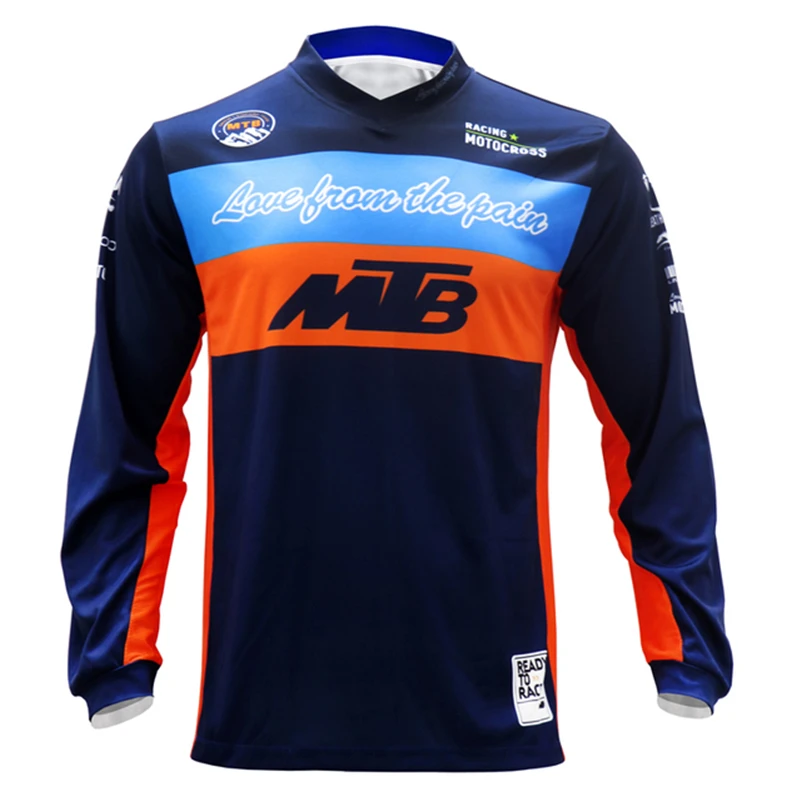 Chemise de sport à manches longues pour hommes, équipe de course VTT, sports de route en plein air, bleu foncé, printemps, été, dernier spot