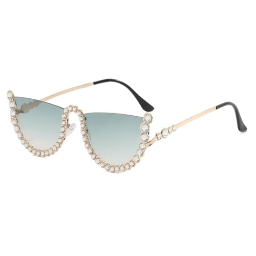 EGHFIXSD UV400 Semi-Circle Sunglasses Men Women Retro Design Diamond Punk Eyewear Outdoor Sun Glasses,Gradient Pink,One size