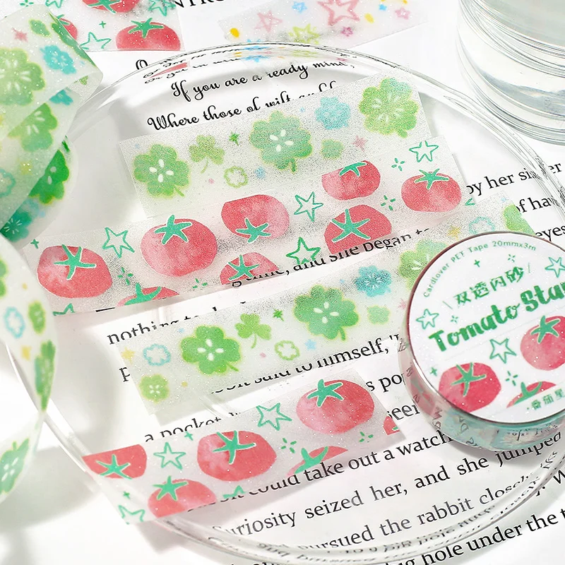 3 m/rolle Kawaii Koreanische INS Glück Gras Funkelnden Sand PET Band Aufkleber DIY Sammelalbum Dekoration Tagebuch Album ästhetische Schreibwaren Image