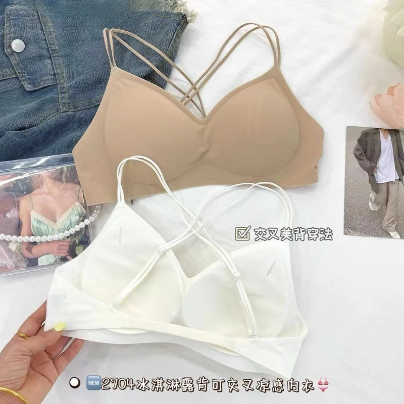 Deep Plunge Dessous, überkreuzte Rückenträger, Sommer, unsichtbare Bralette, dünne Körbchen, verstellbare U-Rückenstütze, Balconette-BH, cooler Komfort Image
