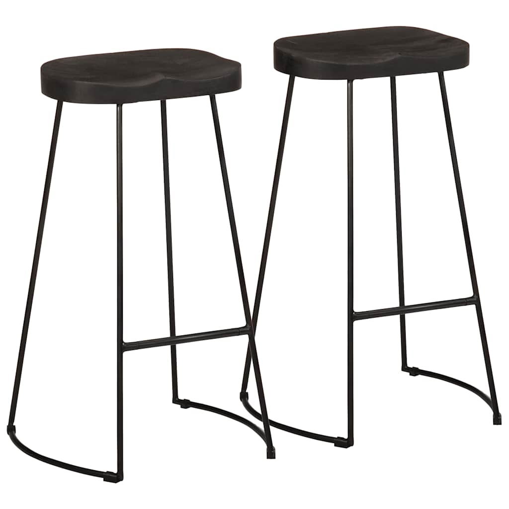 vidaXL Barhocker 2 Stk. Schwarz 45x40x78 cm Mango Massivholz Image