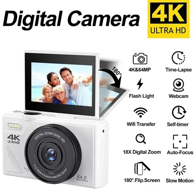 64MP Digitale Fotografie Kamera 3,0" Flip Screen WIFI 18X Digital Zoom 4K Vintage Vlog Video Recorder YouTube Webcam Kameras
