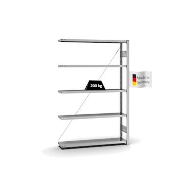 PROREGAL Fachbodenregal Stecksystem | Anbauregal | HxBxT 200x130x30cm | 5 Ebenen | Fachlast 200 kg | Einseitig nutzbar | Verzinkt Image