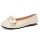 MiaZane Women's Metallic Ballet Flats Low Heel Slip-On with Decorative Bow Tie Round Toe Comfort Shoes for Daily Wear & Work,Beige,8 UK