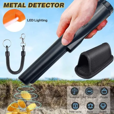 Metal Detector Outdoor Adventure Handheld Metal Detector Pinpointer Finder Waterproof 360° Side Scan Metal Detector Rod