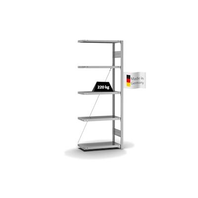 PROREGAL Fachbodenregal Stecksystem | Anbauregal | HxBxT 200x75x30cm | 5 Ebenen | Fachlast 220 kg | Einseitig nutzbar | Verzinkt Image
