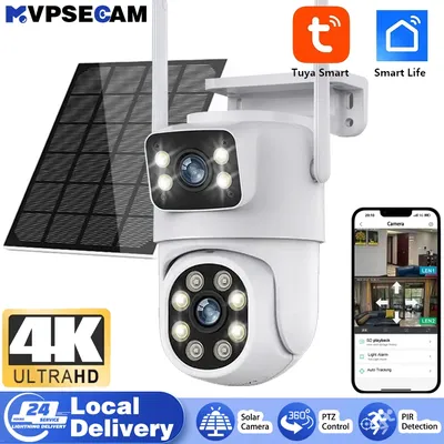 Tuya 8MP 4K Solar Wireless IP Kamera Farbe Nachtsicht Outdoor 4MP Dual Objektiv Wifi PTZ Sicherheit Kamera Auto tracking Smart Leben