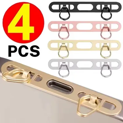 4/1PCS Luxury Stainless Steel Mobile Phone Lanyard Patch Gasket Upgrated Metal 0.4mm Thin CellPhone Tether Tab Safety Connecter