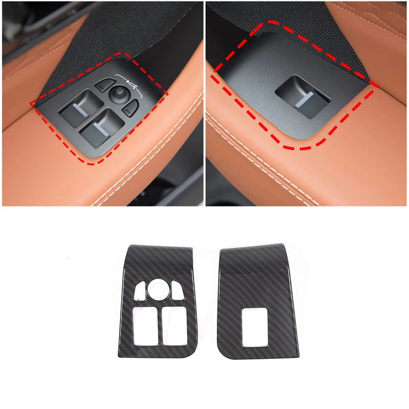 Per Jaguar F-TYPE 2013-2024 ABS nero opaco/fibra di carbonio finestrino dell'auto pulsante di sollevamento del vetro copertura del telaio Trim Sticker accessori per auto