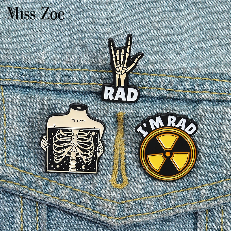 I'M RAD Emaille Pins Benutzerdefinierte Skelett Palm Broschen Revers Abzeichen Kleidung Punk Schmuck Geschenk für Freunde