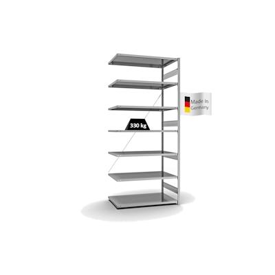 PROREGAL Fachbodenregal Stecksystem | Anbauregal | HxBxT 300x130x80cm | 7 Ebenen | Fachlast 330 kg | Einseitig nutzbar | Verzinkt Image