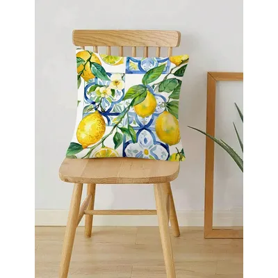 Kissenbezug mit Aquarell-Zitronenmuster, geeignet für Sofakissendekoration im Wohnzimmer und Schlafzimmer, dekorativer Kissenbezug für Sofas Image
