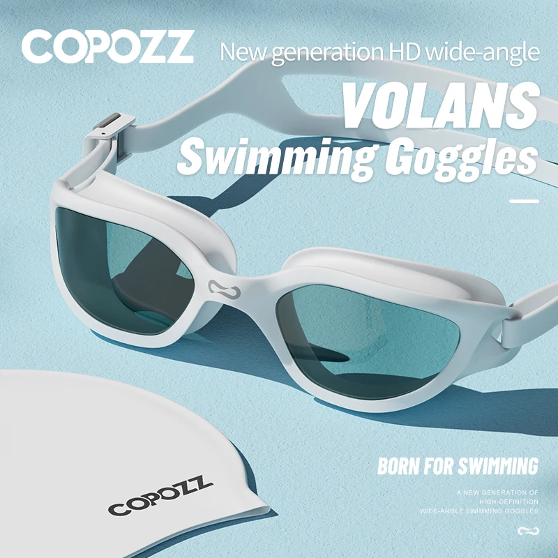 COPOZZ Professionelle HD Schwimmen Brille Anti-Fog UV Schutz Einstellbar Schwimmen Gläser Silikon Wasser Glas Für Männer und Wome Image