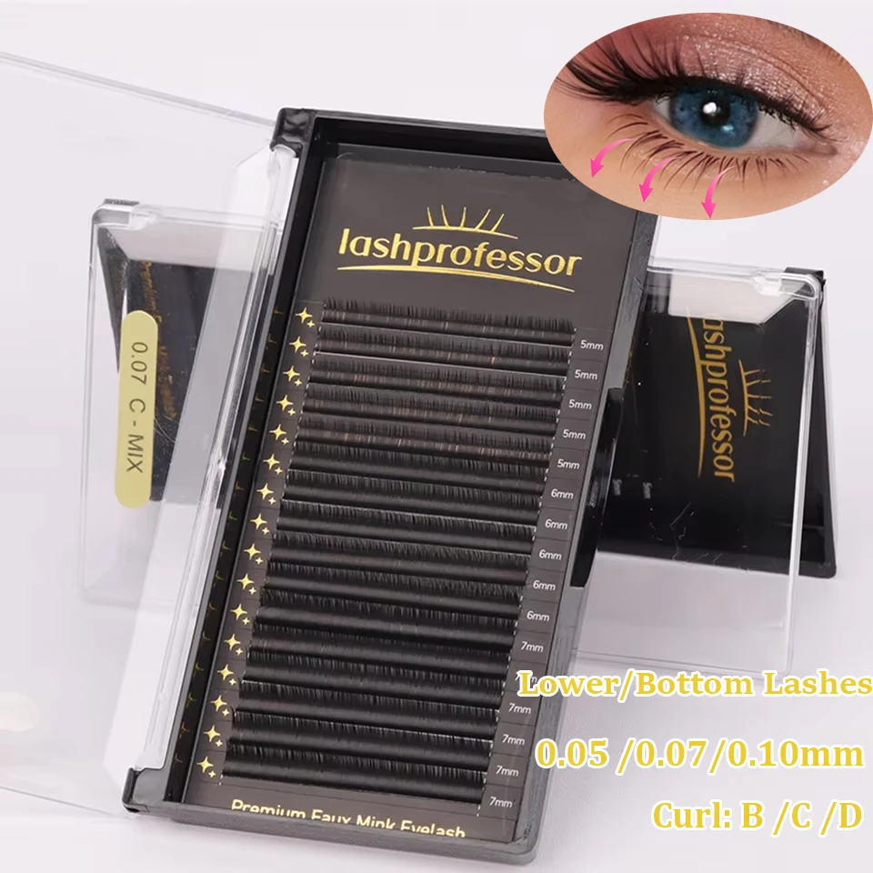 Lashprofessor untere untere Wimpern, 5 mm, 6 mm, 7 mm, kurze Größe, unter Wimpern, untere Wimpern, natürliche falsche individuelle Wimpernverlängerung Image