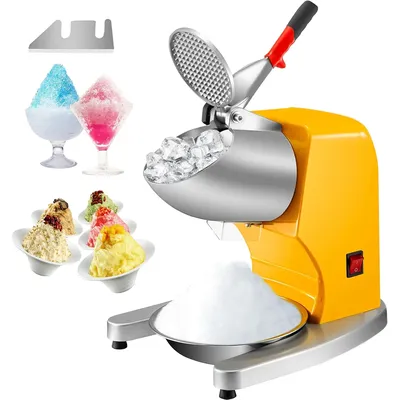 Shaved Ice Machine Ice Crusher, 300W 1450 RPM Snow Cone Machine with Dual Stainless Steel Blades, 210LB/H Ice Shaver Machine