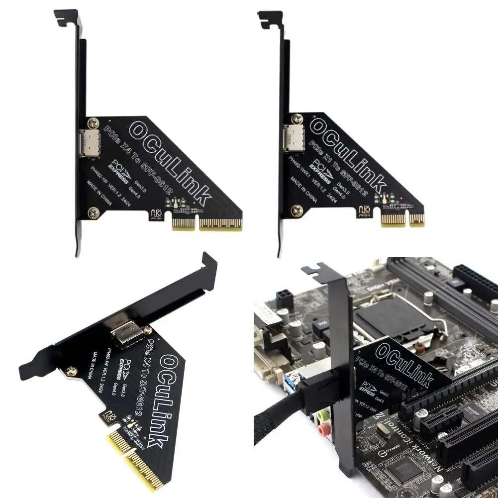 PCIe zu SFF 8611 und 8612 Adapterkarte PCIe 4.0X4/X1 zu Oculink Adapter PCIe OCuLink SFF-8612 Adapterkarte für Os/Windows/Linux Image