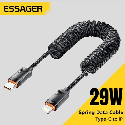 Essager Spring Type C auf Lightning-Kabel PD 29 W Schnellladedaten für iPhone 14 13 12 Apple Airpods Ladegerät 1,8 m Carplay-Kabel