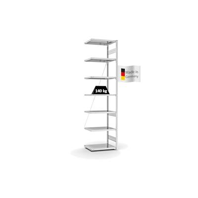 PROREGAL Fachbodenregal Stecksystem | Anbauregal | HxBxT 300x75x50cm | 7 Ebenen | Fachlast 140 kg | Einseitig nutzbar | Lichtgrau Image