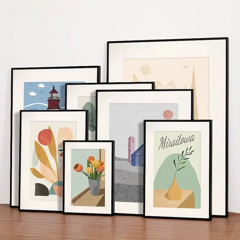 MoeTron A2 Posterrahmen 40×60 cm Aluminium Bilderrahmen A2 Wandrahmen Schwarz/Gold Rahmen für Bild 40x60 A2 Fotorahmen A3 Image