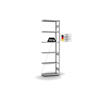 PROREGAL Fachbodenregal Stecksystem | Anbauregal | HxBxT 250x75x30cm | 6 Ebenen | Fachlast 300 kg | Einseitig nutzbar | Verzinkt Image