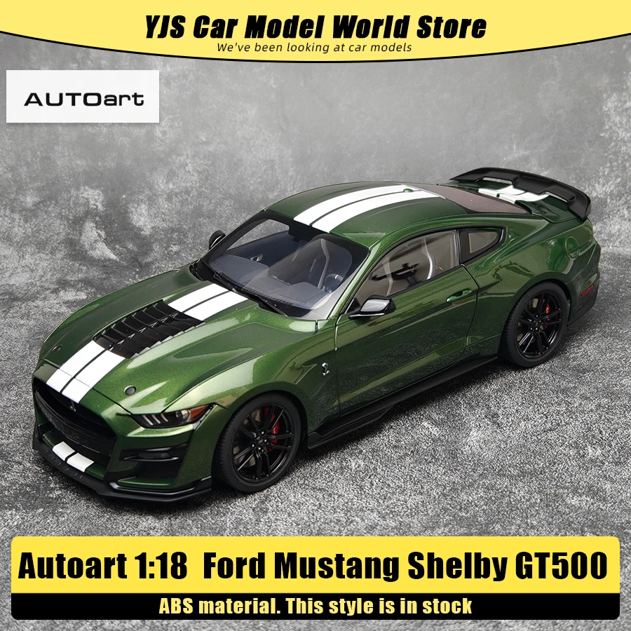 AUTOART Neues Ford Mustang Shelby GT500 Grün-Blau-Sportwagenmodell im Maßstab 1:18, statische Anzeige, Sammlung, Weihnachtsgeschenk 73097