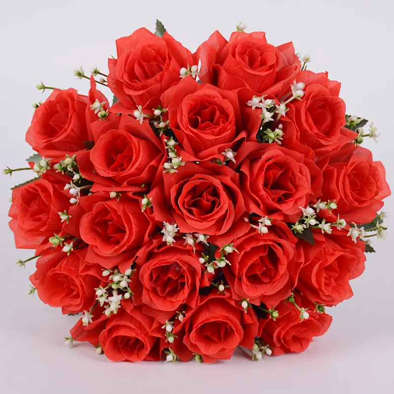 Künstlicher Blumenstrauß, rote Rose, rosa Seidenpfingstrose, große 18-Kopf- und Knospen-Kunstblumen für Zuhause, Innenbereich, Hochzeit, Party-Dekoration