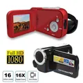 Videocamera digitale da 32 GB 1080P 16 MP Videocamera con schermo ruotabile da 2,4 pollici Zoom 16X Videoregistratore HD Flash LED integrato per principianti