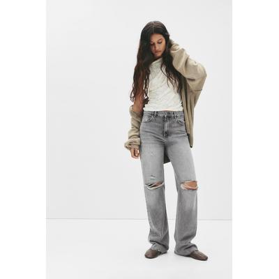 Straight-Leg High-Waist Ripped Jeans
