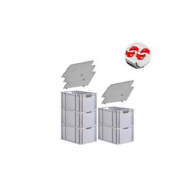 PROREGAL SparSet 5x Eurobox NextGen Economy mit Auflagedeckel & 4x Verschlüsse Rot, Griffe offen, HxBxT 32x40x60cm, 65L, Eurobehälter, Box Image