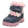 Winterboots SUPERFIT "HUSKY WMS: Mittel", Kinder, Gr. 25, blau (blau, rosa), Veloursleder, Polyester, casual, Schuhe, Klettstiefel mit wasserdichtem GORE TEX, Größenschablone zum Download