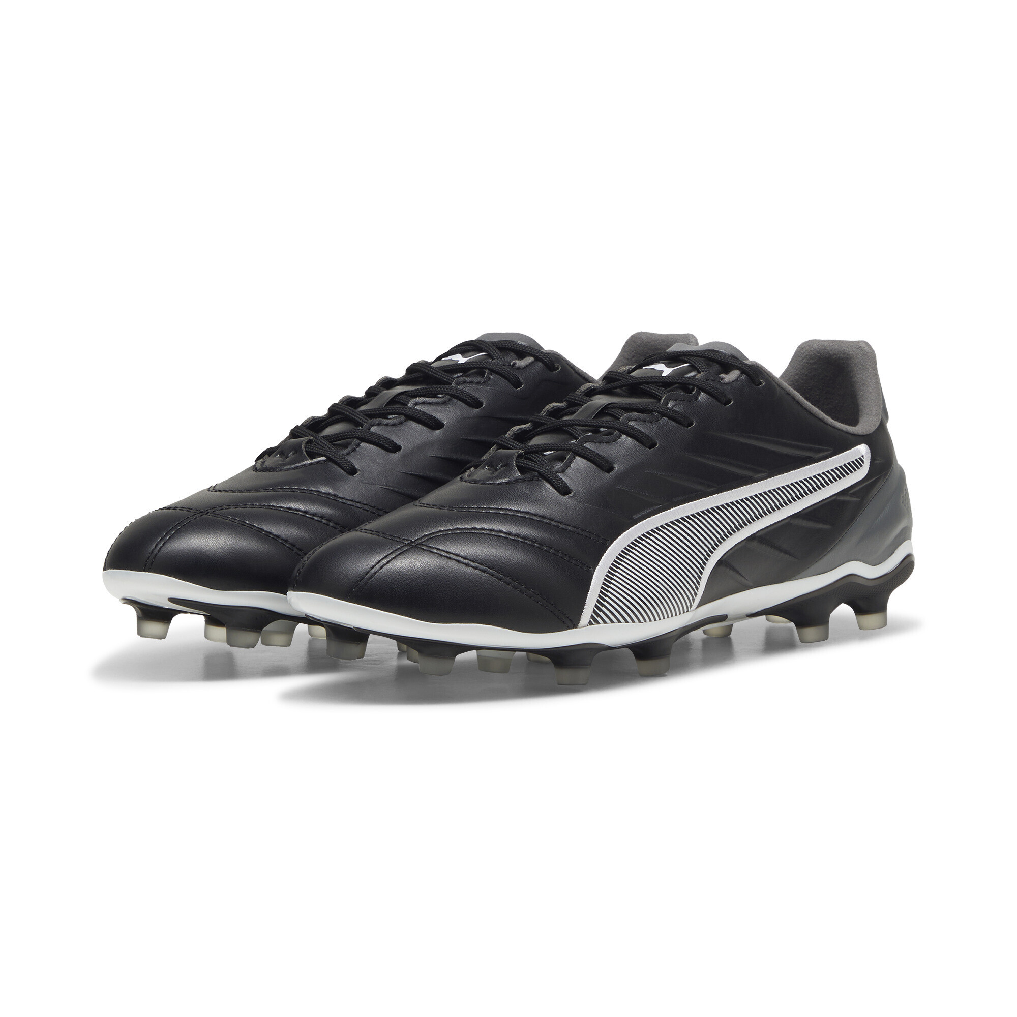 Fußballschuh PUMA "KING PRO FG/AG Fußballschuhe Erwachsene", Herren, Gr. 42.5, weiß (schwarz, weiß cool schwarz gray), Obermaterial: Synthetik; Futter: Synthetik, Textil; Innensohle: Textil; Laufsohle: Synthetik, Schuhe Fußballschuh