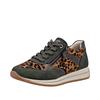 Keilsneaker REMONTE, Damen, Gr. 45, braun (khaki, leo), Leder, Lederimitat, animal-print, sportlich, Schuhe, Schnürschuh, Halbschuh, Casual-Sneaker mit Innenreißverschluss