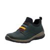 Slip-On Sneaker RIEKER, Damen, Gr. 42, schwarz (dunkelgrün, schwarz), Lederimitat, Textil, kontrastfarbene Details, sportlich, Schuhe, Slipper, Schlupfschuh, Freizeitschuh, Halbschuh mit Anziehlasche