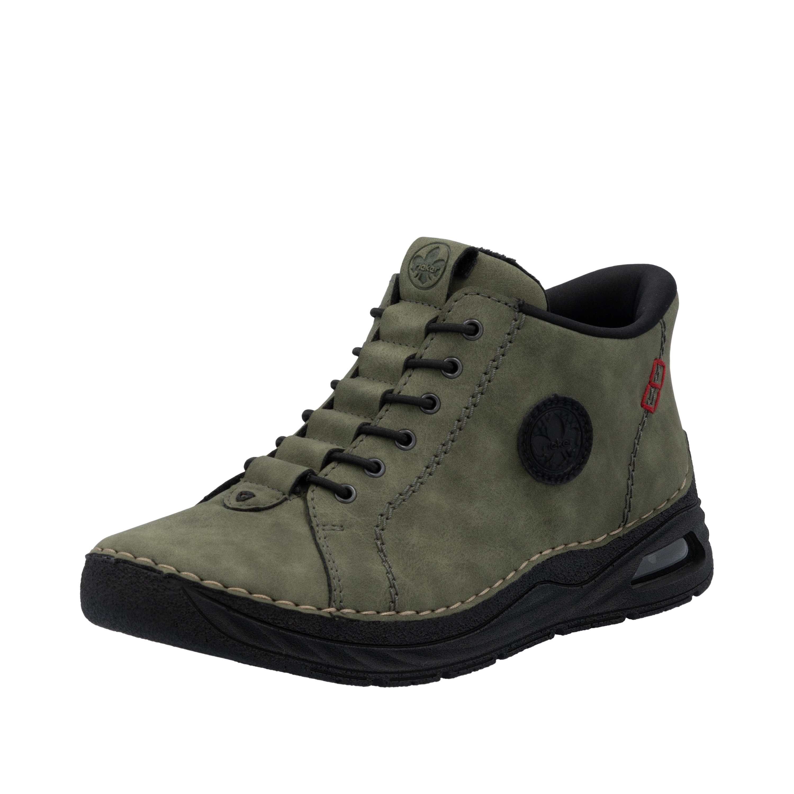 Slip-On Sneaker RIEKER "Ready2GO", Damen, Gr. 37, khaki, Nubuklederimitat, Schuhe, High Top Sneaker, Boots, Stiefelette mit verstärkter Fersenkappe, Topseller
