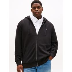 Kapuzensweatjacke "BT-ESSENTIAL TERRY ZIP THROUGH", Herren, Gr. 4XL, schwarz, Sweatware, Obermaterial: 100% Baumwolle, TOMMY HILFIGER BIG & TALL, casual, normal, Langarm Rippstrickbündchen, Sweatjacken, Große Größen, Kapuze mit Tunnelzug