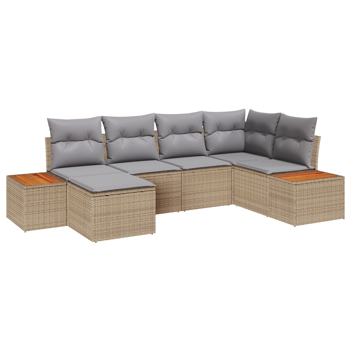 vidaXL 6-teiliges Garten Sofa Set mit Kissen Beige Poly Rattan Akazie Image