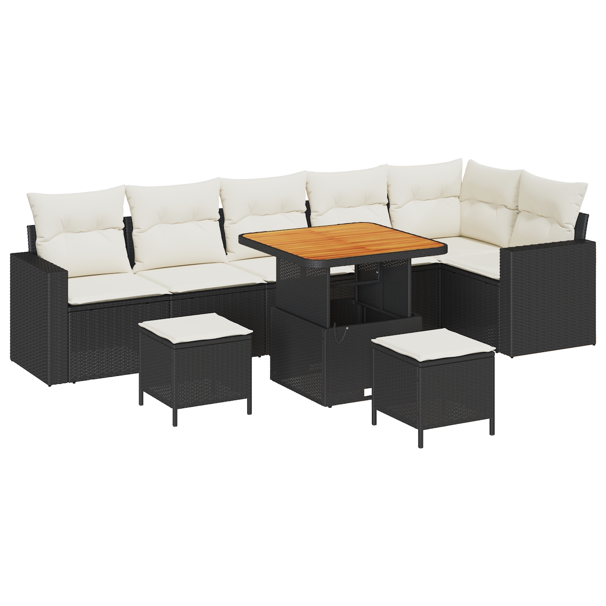 vidaXL 9-teiliges Garten Sofa Set mit Kissen Schwarz Poly Rattan Akazie Image