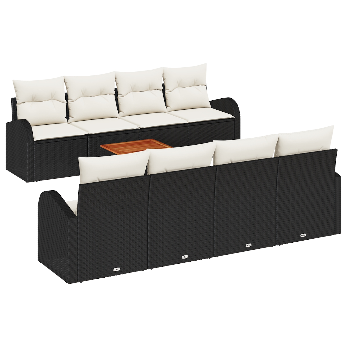 vidaXL 9-Teiliges Garten Sofa Set mit Kissen Schwarz Poly Rattan Akazie Image
