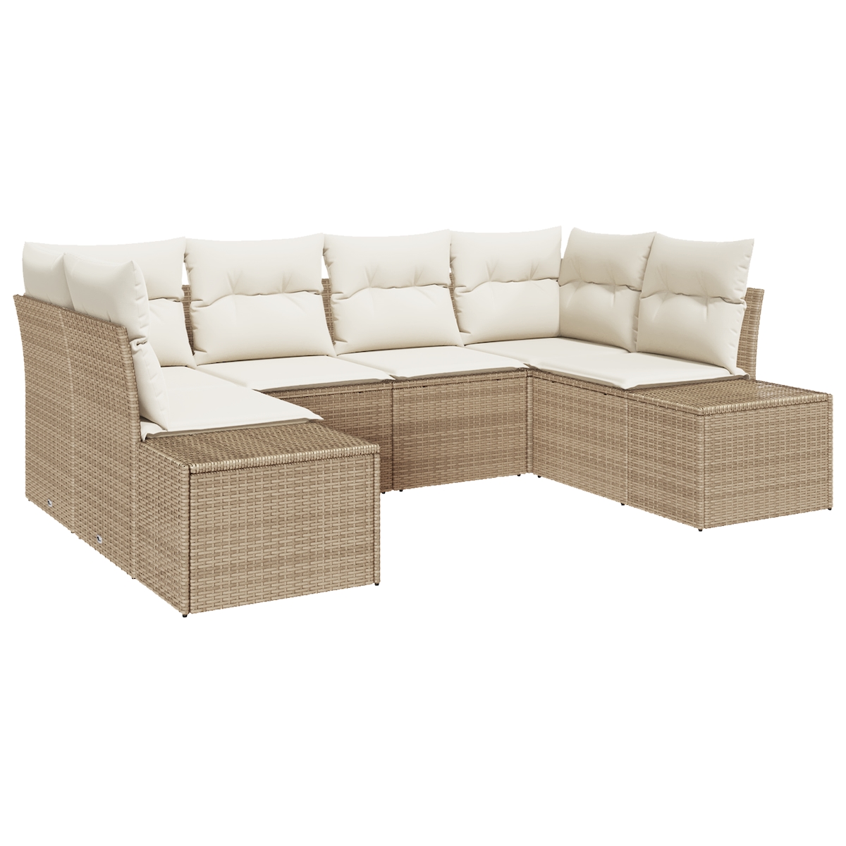 vidaXL 6-teiliges Garten Sofa Set mit Kissen Beige Poly Rattan Image