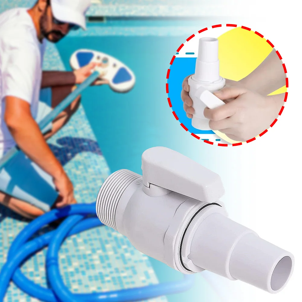 Vanne à bille à 2 voies, vanne de pompe de piscine, connecteur d'arrêt de filtre de piscine de 1,5 à 1,25 pouces, nom de pression maximale de 50 PSI pour les piscines