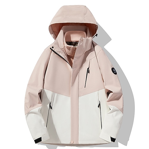 Damen Wanderjacke Außen Wasserdicht Winddicht Wanderoutfits Wanderbekleidung Frühling Herbst Oberteil Camping / Wandern / Höhlenforschung Laufen Einfarbig Dunkelrosa Rosa Rot Image