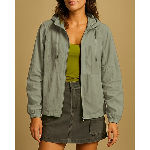 Damen Windjacke Softshelljacke Wanderjacke Außen Schnelltrocknend Leicht Atmungsaktiv Wanderoutfits Wanderbekleidung Sommer Frühling Jacke Klettern Camping / Wandern / Höhlenforschung Laufen Einfarbig Image
