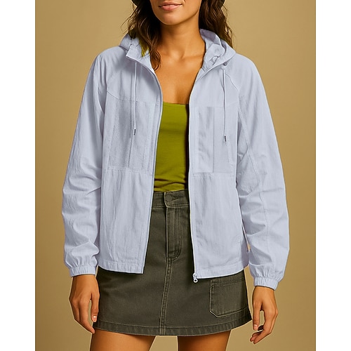 Damen Windjacke Softshelljacke Wanderjacke Außen Schnelltrocknend Leicht Atmungsaktiv Wanderoutfits Wanderbekleidung Sommer Frühling Jacke Klettern Camping / Wandern / Höhlenforschung Laufen Einfarbig Image