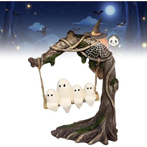 Halloween Schaukel Figur schwingende Schatten Süßes Geist Dekoration auf einer Baum Schaukel Lustige Harz Süßes Geist Dekoration Ornament für Desktop Bücherregal Garten Patio Dekoration
